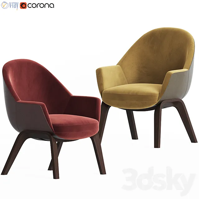 Thonet fabric easy chair with armrests 3DModel