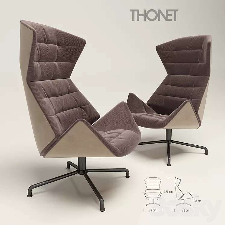 Thonet \/ Lounge chair 808 3D Model