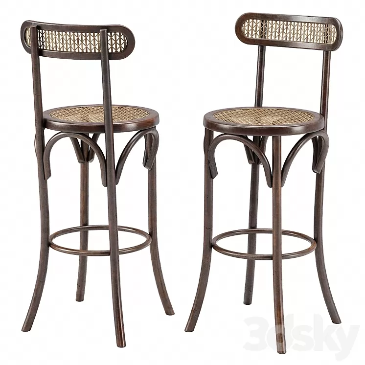 [3DSKY] Thonet Style Bar Stool 3D Model | NEW UPDATE 2024