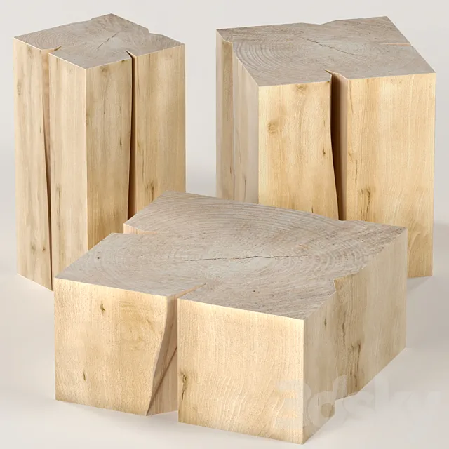 Three coffee table stump. 3D Model