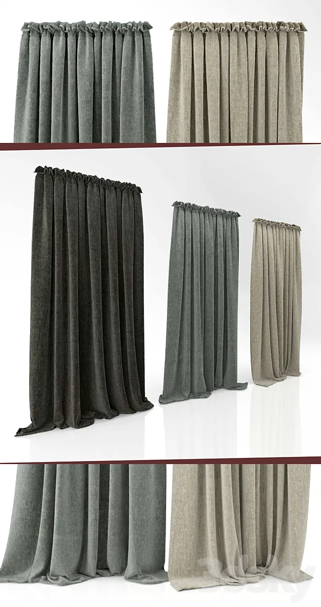 Three curtains 2 3DModel Three curtains 2 3DModel