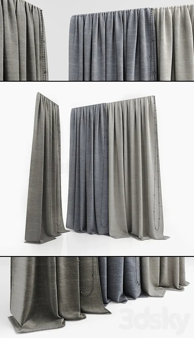 three curtains 3 3DModel