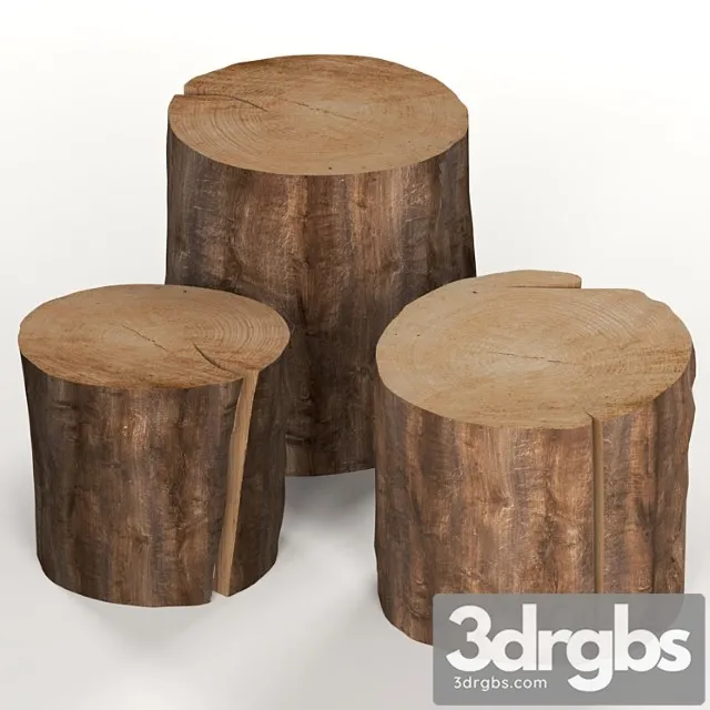 Three dark coffee table stumps. 2 3D Model Download