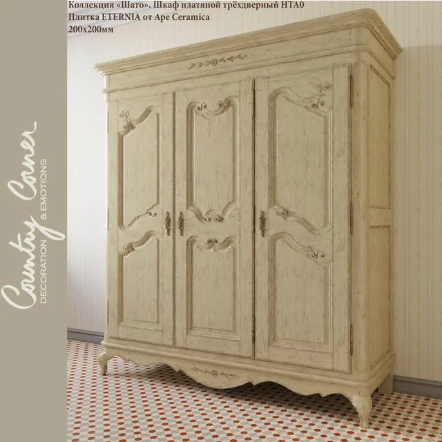 Three-door wardrobe and HTA0 ETERNIA tiles from Ape Ceramica 3D Model Three-door wardrobe and HTA0 ETERNIA tiles from Ape Ceramica 3D Model