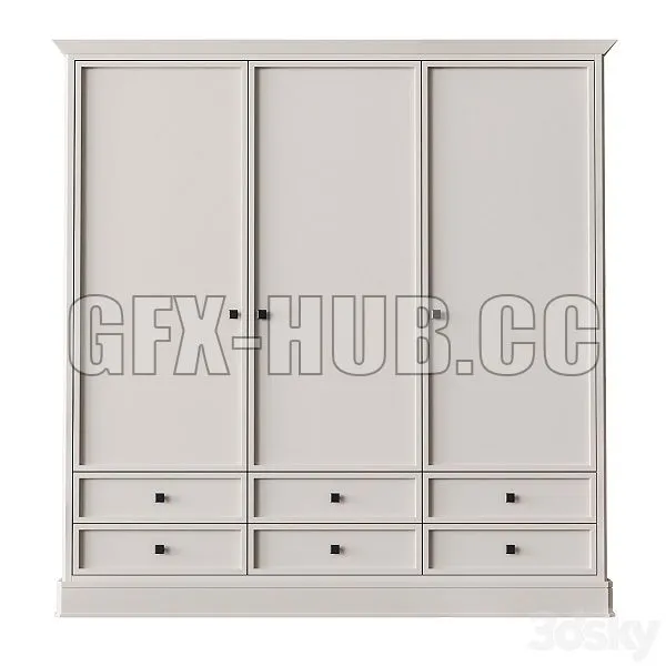 Three Door Wardrobe Ellington 3D Model