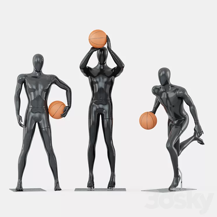 Three faceless mannequins basketball 29 3D Model