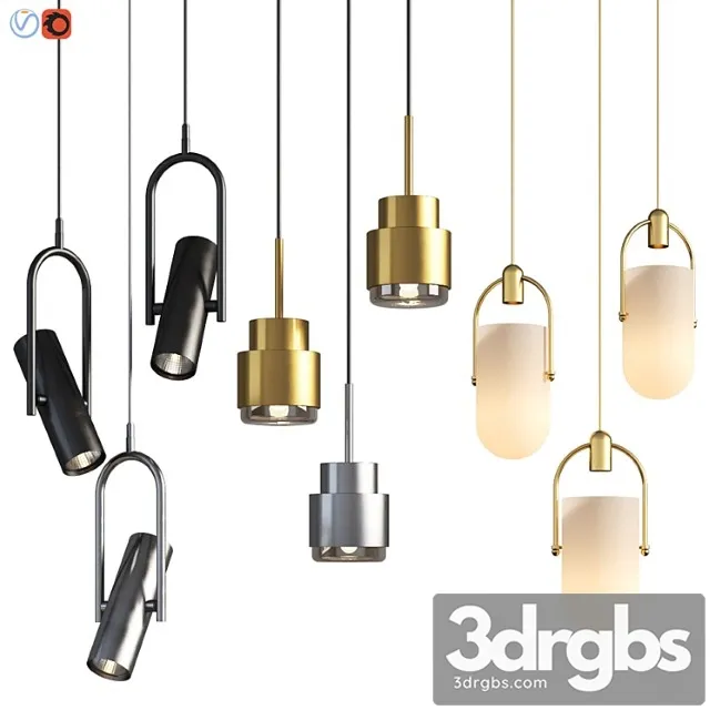 Three pendant hanging light set 01 3D Model Download