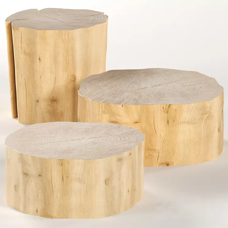 Three round coffee table stump. 3D Model Three round coffee table stump. 3D Model