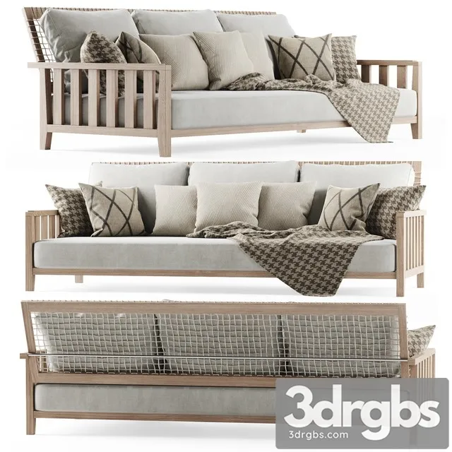 Three Seater Garden Sofa with Plaid 3D Model Download