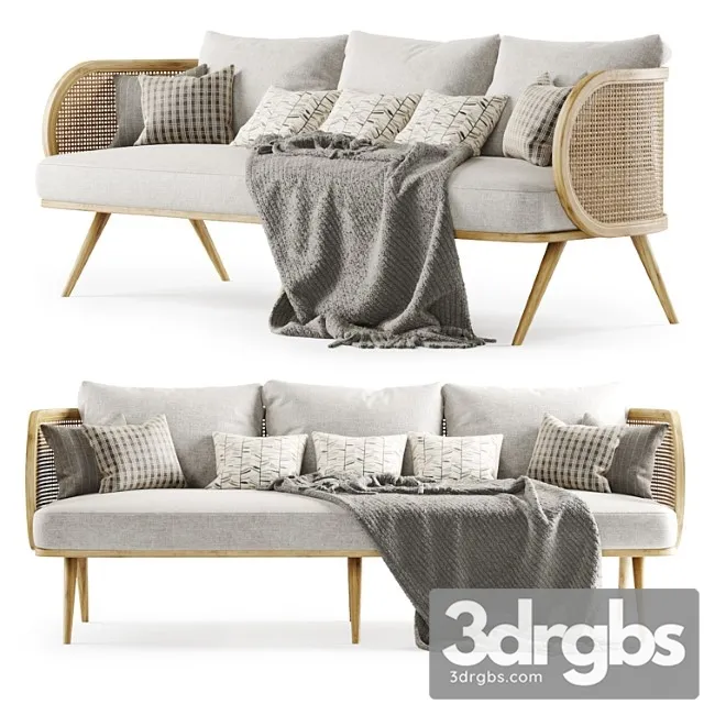 Three-seater rattan sofa