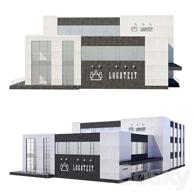 Three-story office building 3D Model