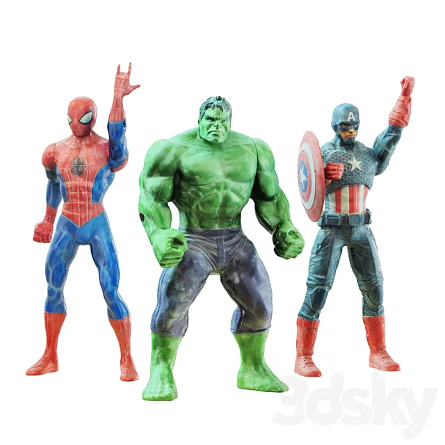 Three superhero toys 3D Model Three superhero toys 3D Model