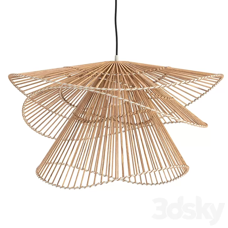 Three Tiers Bamboo Pendant Lights 3D Model Free Download