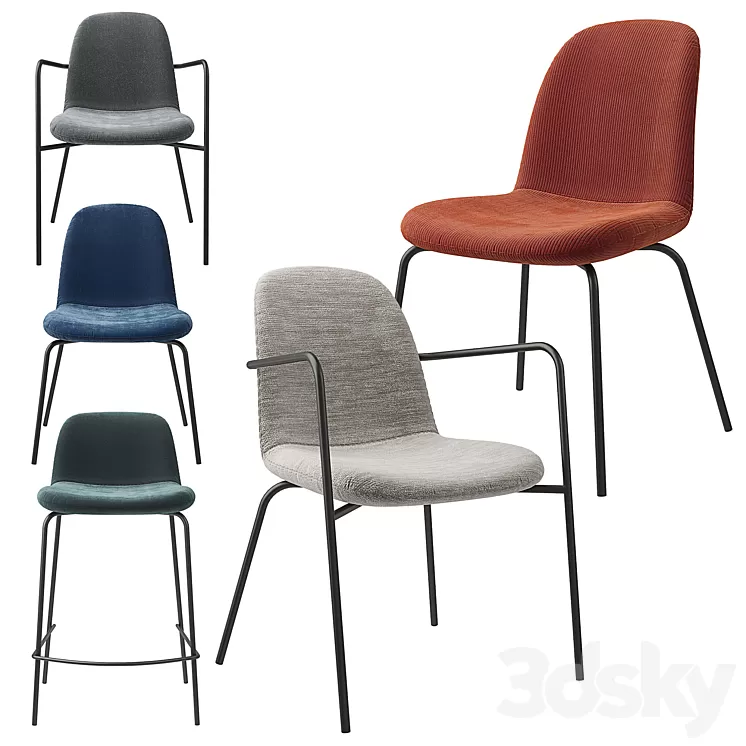 Tibby AM.PM chair set in various textures 3D Model Tibby AM.PM chair set in various textures 3D Model