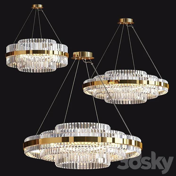 Tiered Crystal LED Chandelier 3D Model Free Download