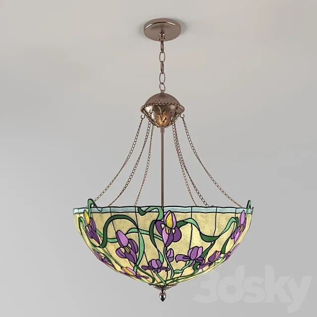 Tiffany Style Floral Iris 3D Model Tiffany Style Floral Iris 3D Model