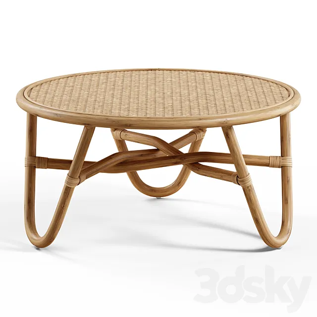 Tikamoon – Lina Rattan coffee table 3D Model Tikamoon – Lina Rattan coffee table 3D Model