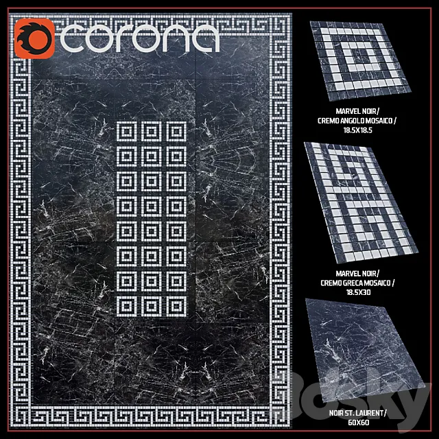 Tile collection Marvel Pro Floor Design 3D Model Tile collection Marvel Pro Floor Design 3D Model