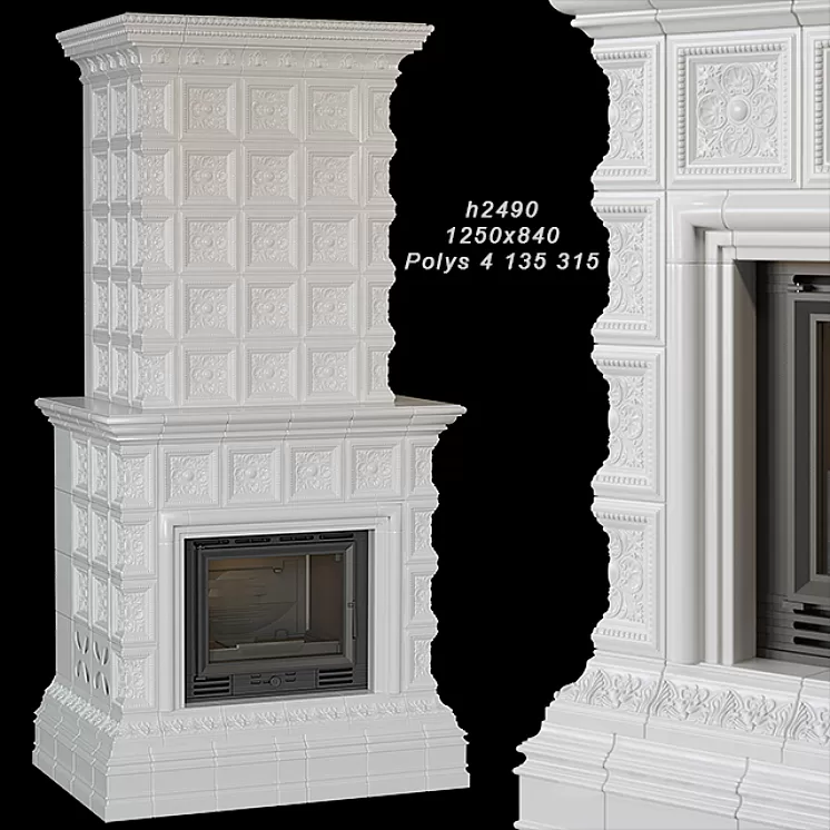 Tile fireplace 02 3D Model