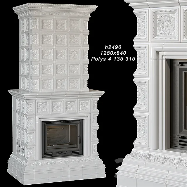 Tile fireplace 02 3DModel