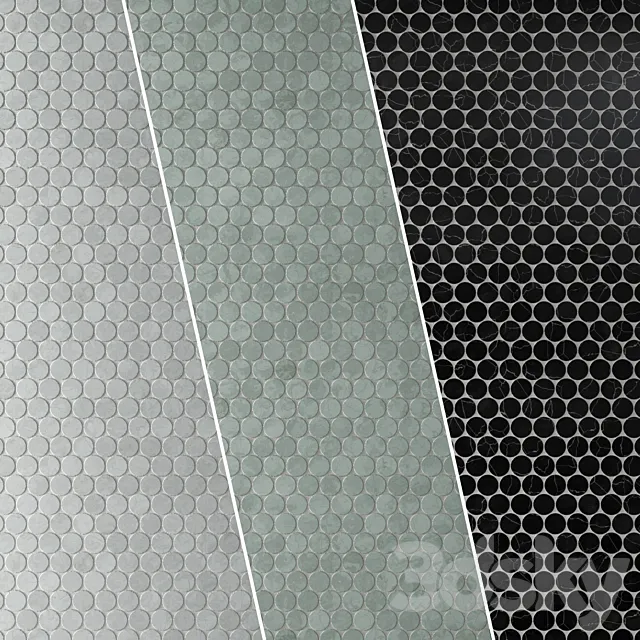 Tile Monet Honed Marble Mosaic Circle Set 10 3D Model