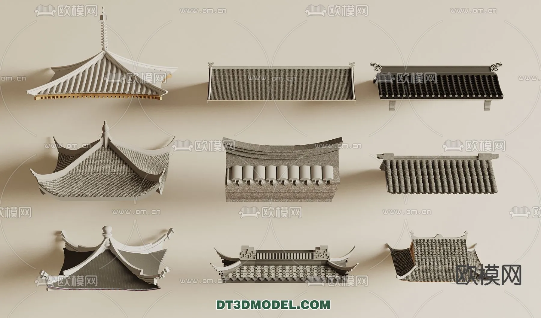 Tile Roof 3D Models - Chinese Style - 057