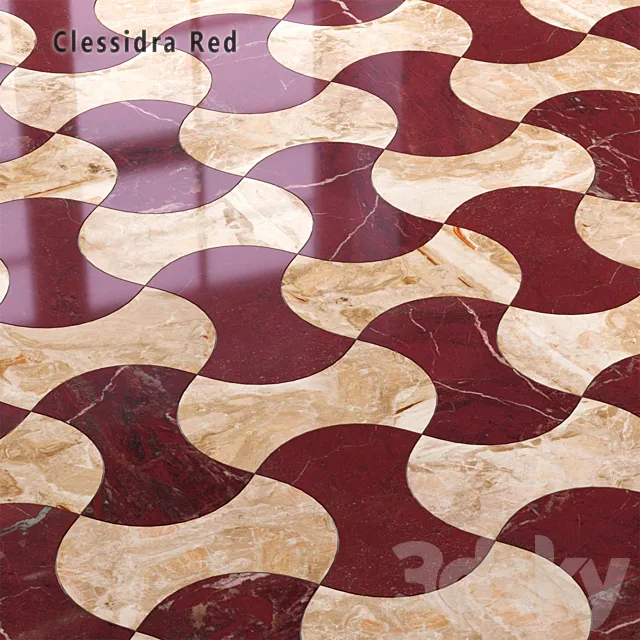 Tile Sicis SiciStone Clessidra Red 3D Model Tile Sicis SiciStone Clessidra Red 3D Model