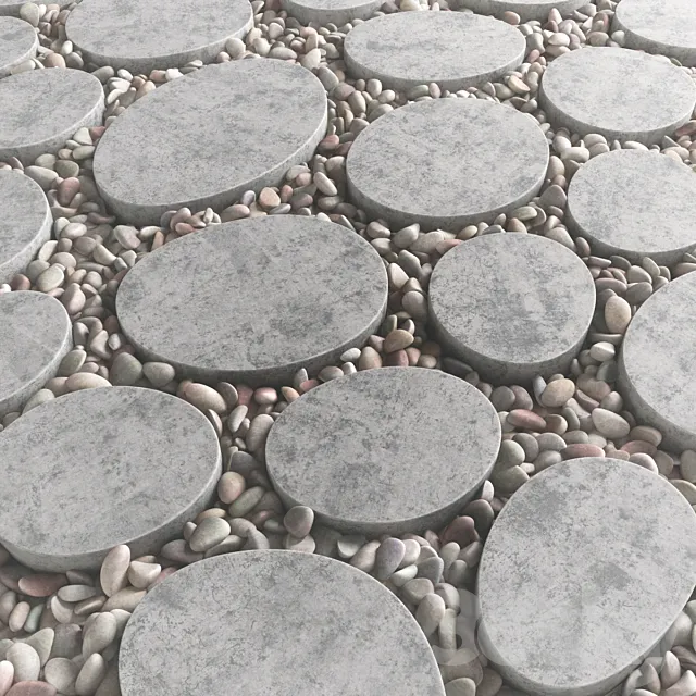 Tile square oval pebble n1 _ Square oval slabs with pebbles 3D Model Tile square oval pebble n1 _ Square oval slabs with pebbles 3D Model