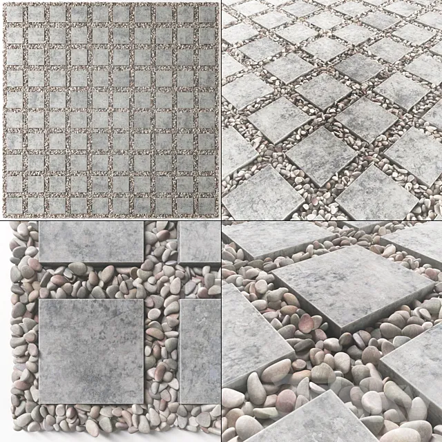 Tile square pebble low 2 n3 3D Model Tile square pebble low 2 n3 3D Model