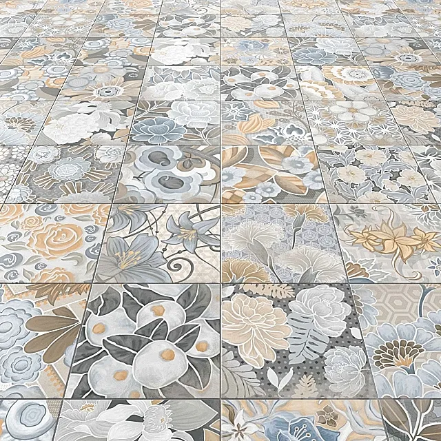 Tile Vives Vodevil Flore Gris. 3D Model