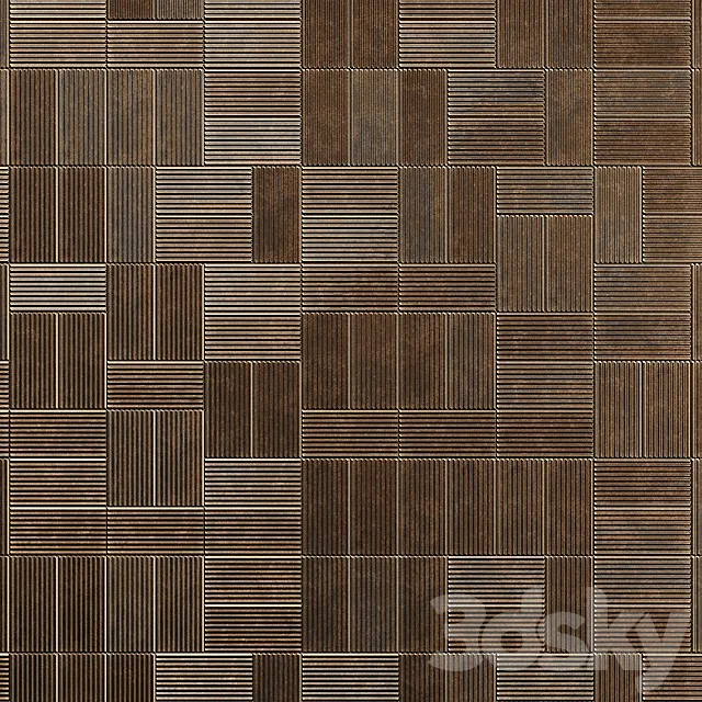 Tile wall Ariosto Ribbed Oxide Metal Rusty 3D Model