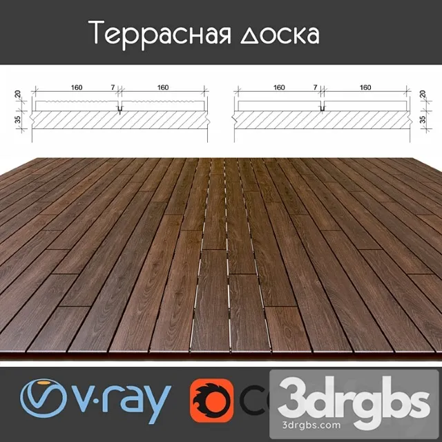 Tiled board on logs 4 types 3D Model Download