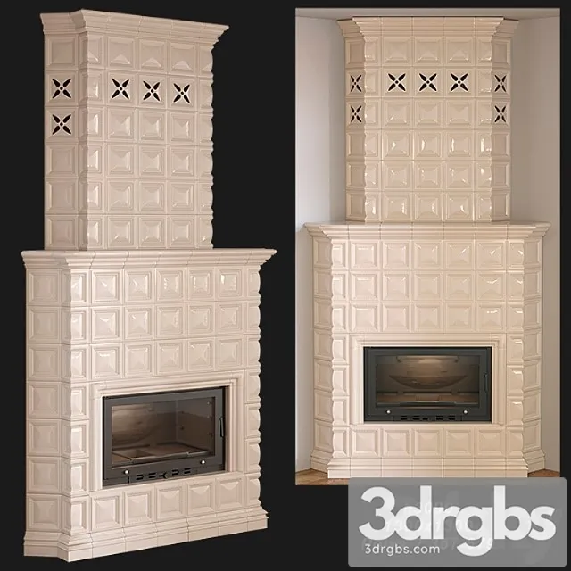 Tiled fireplace 03 3D Model Download