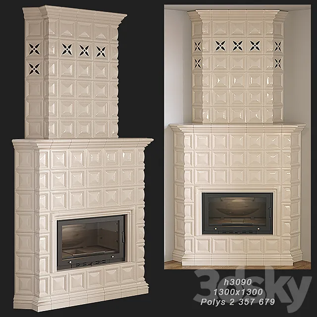 Tiled fireplace 03 3DModel