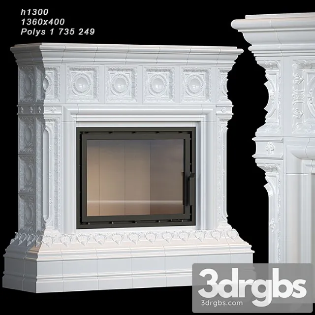 Tiled fireplace 04 3D Model Download