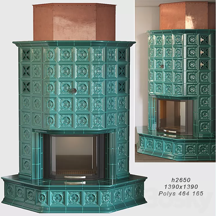 Tiled fireplace 3D Model