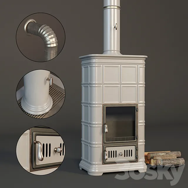 Tiled stove 3D Model
