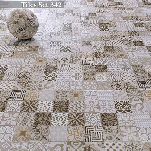 Tiles set 342 3D Model