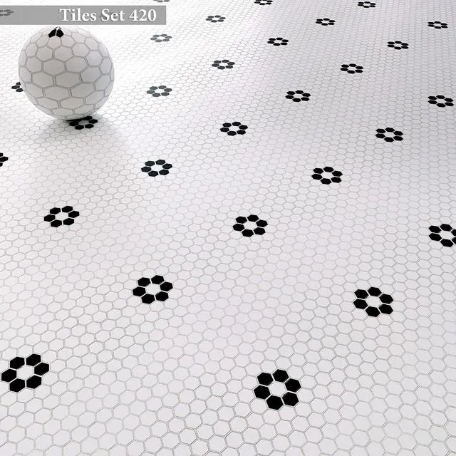Tiles set 420 (Metro Hex Porcelain Honeycomb Mosaic) 3D Model Tiles set 420 (Metro Hex Porcelain Honeycomb Mosaic) 3D Model