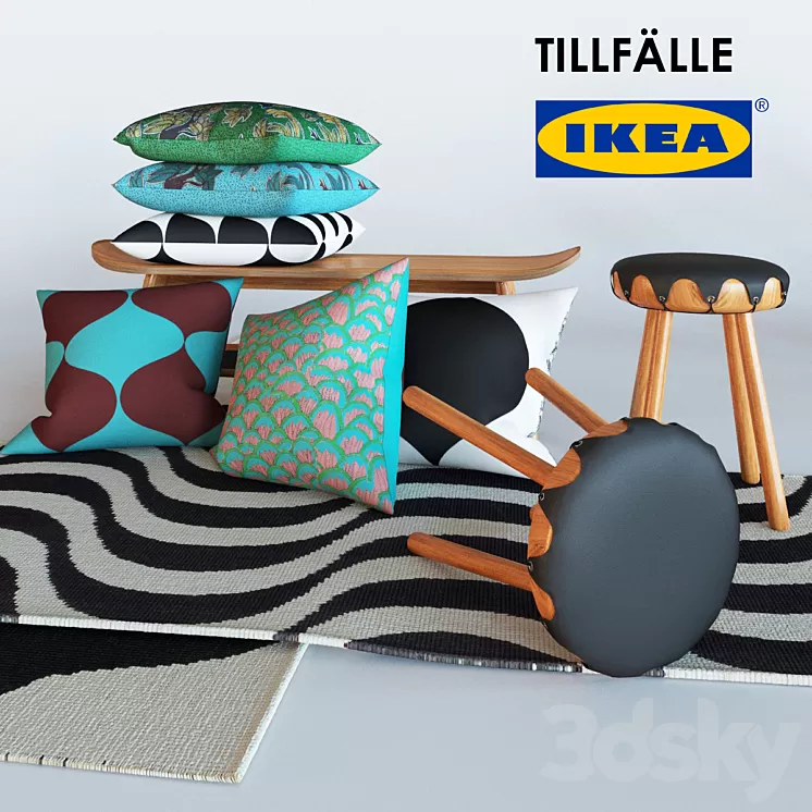 Tillfalle Textiles & Stools 3D Model Tillfalle Textiles & Stools 3D Model