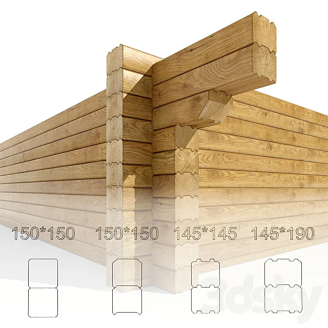 Timber for wood houses 3DModel