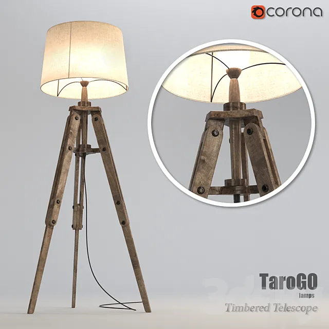 Timbered Telescope (Wooden Telescope) 3D Model Timbered Telescope (Wooden Telescope) 3D Model