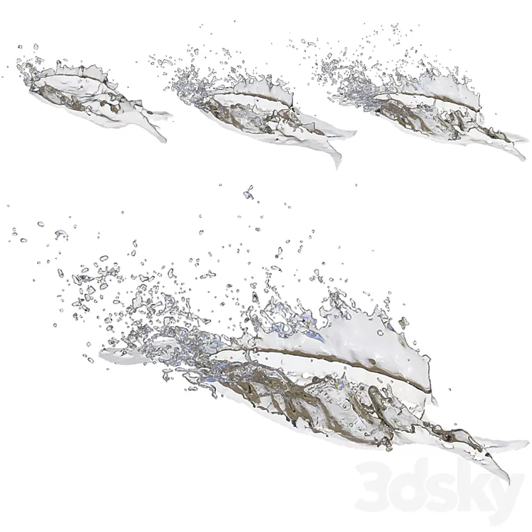 tire water splash set 3D Model