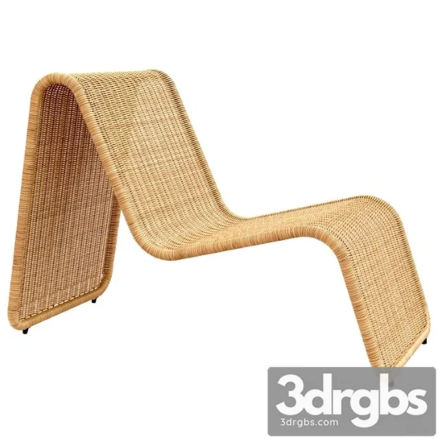 Tito agnoli p3 lounge chair in cane bonacina italy 2 3D Model Download