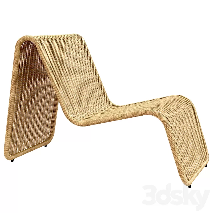 Tito Agnoli P3 lounge chair in cane Bonacina Italy 3D Model Free Download