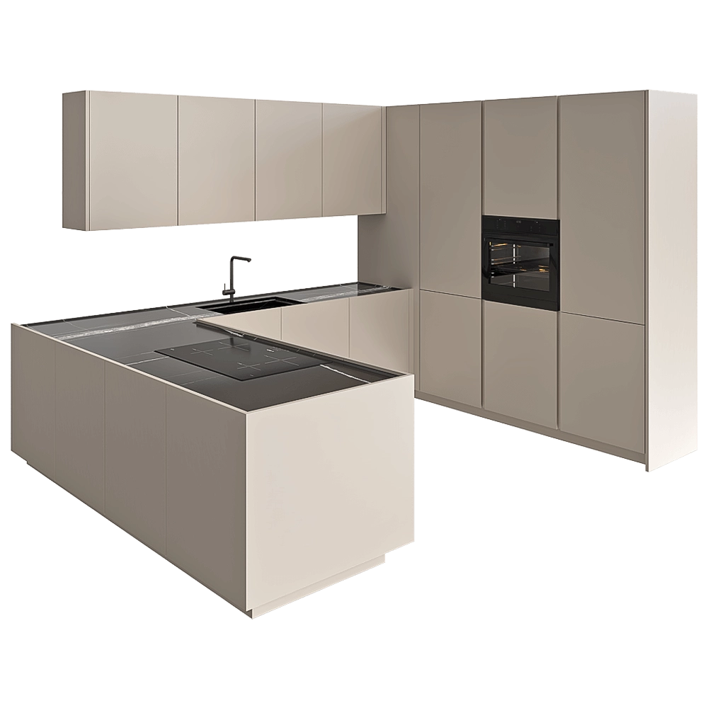 TM Italia – Kitchen D90 Corner Composition With A Peninsula 3D Model