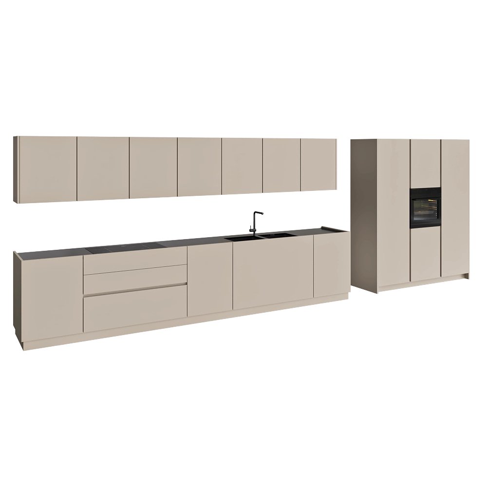 TM Italia – Kitchen D90 Linear composition with bases wall units and columns 3D Model