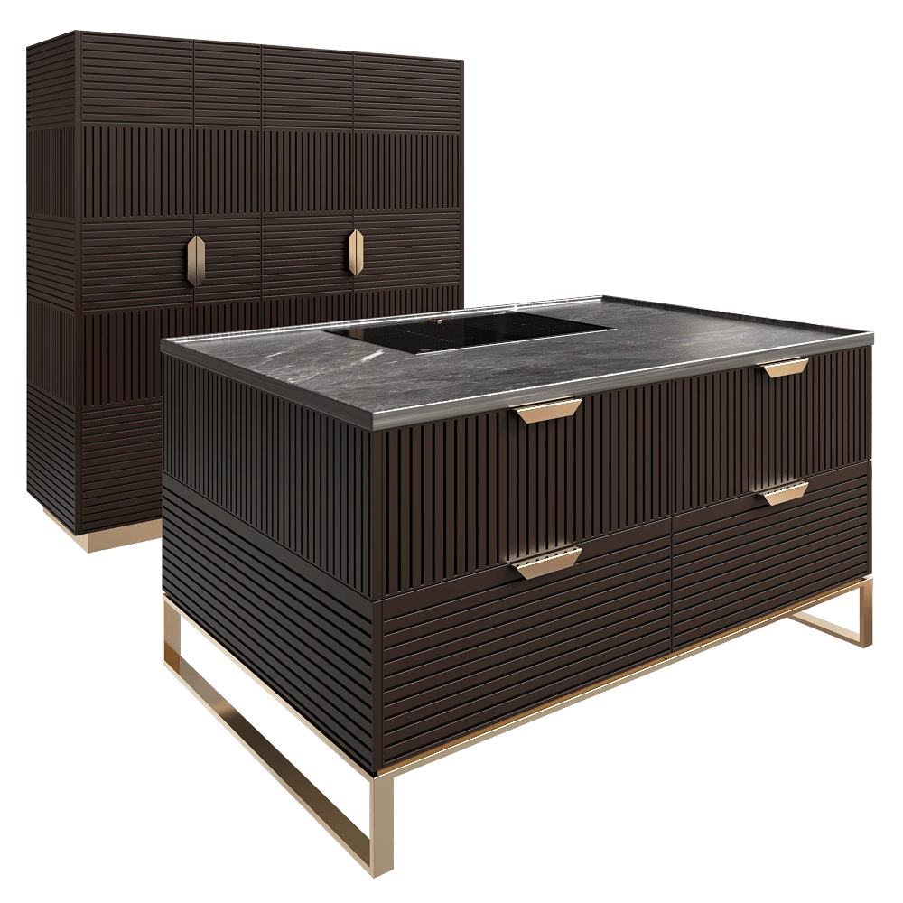 TM Italia – Kitchen MIUCCIA COMPOSITION OF DOUBLE ISLANDS AND COLUMNS 3D Model