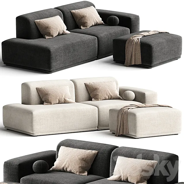 Todd Side Chaise Sofa with Ottoman 3D Model Todd Side Chaise Sofa with Ottoman 3D Model