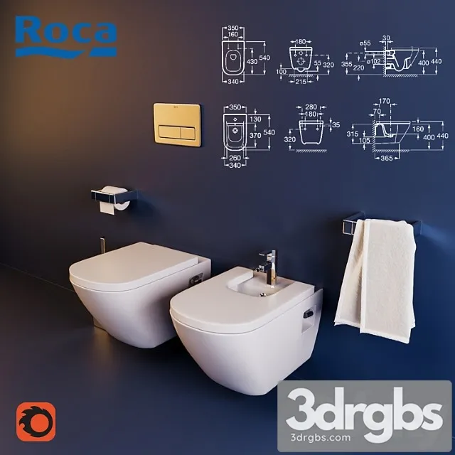 Toilet and Bidet Roca The Gap 3D Model Download